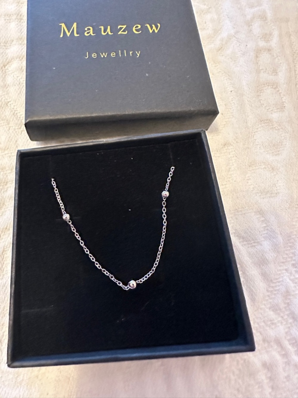 NWOT - White Gold plated Bead Station Necklace - Elegant Women’s Jewelry